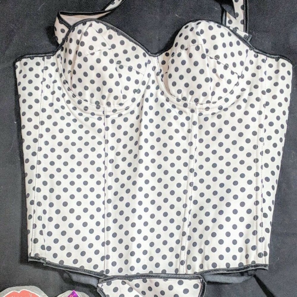 Sexy Halter Polka Dots White Black Size S-2XL Over